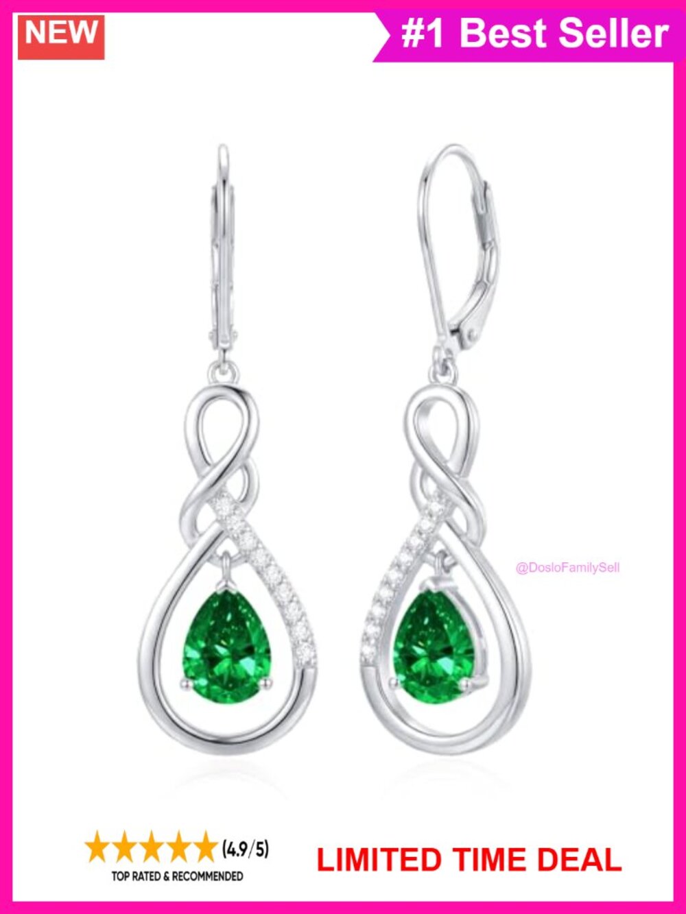 925 Sterling Silver Infinity Dangle Drop Earrings for Women